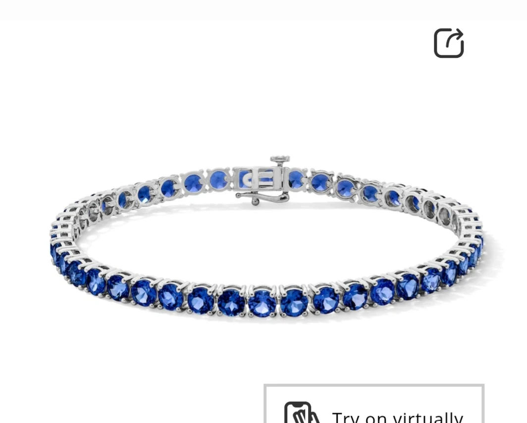 Peoples Blue  Sapphire Tennis Bracelet Sterling Silver 7.5"
