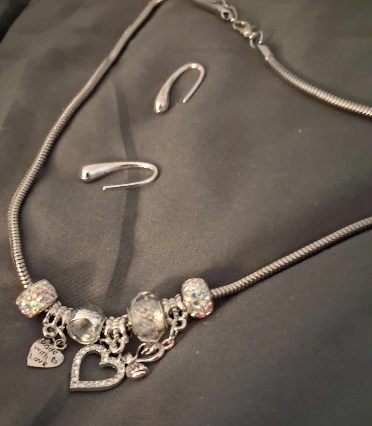 Charm Necklace with Heart and Swan Pendants - photo 2