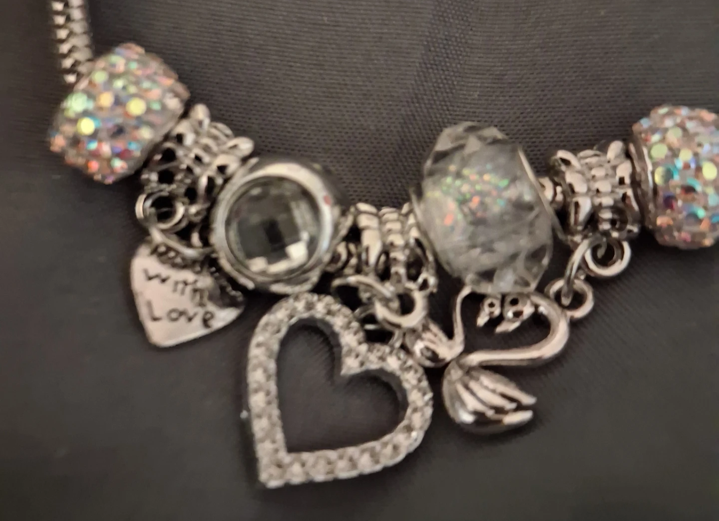 Charm Necklace with Heart and Swan Pendants - photo 3