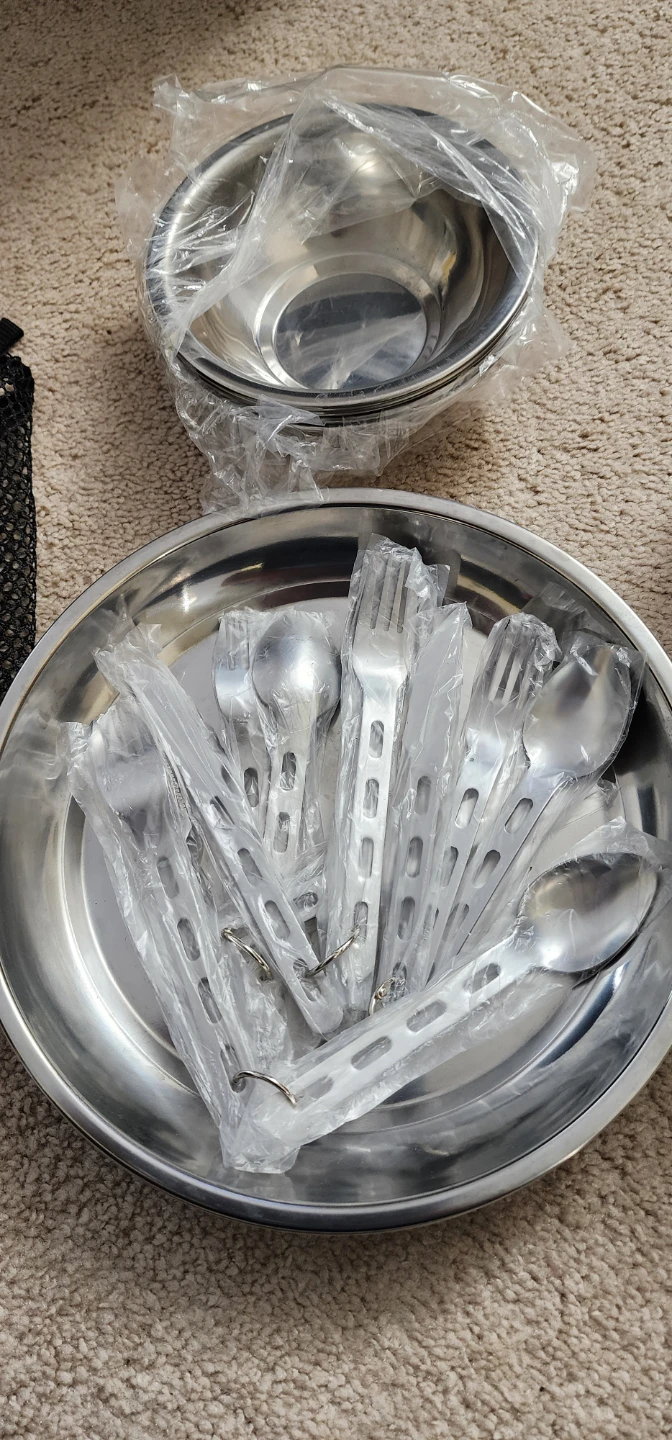 Outbound Camping Mess Kit 4 Mugs 4 Bowls 16 Utensils - photo 2