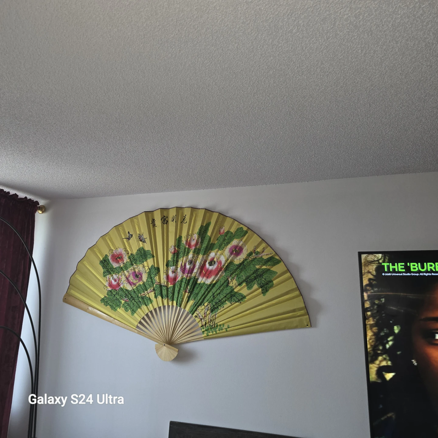 Decorative Yellow Fan with Peony Design - photo 3