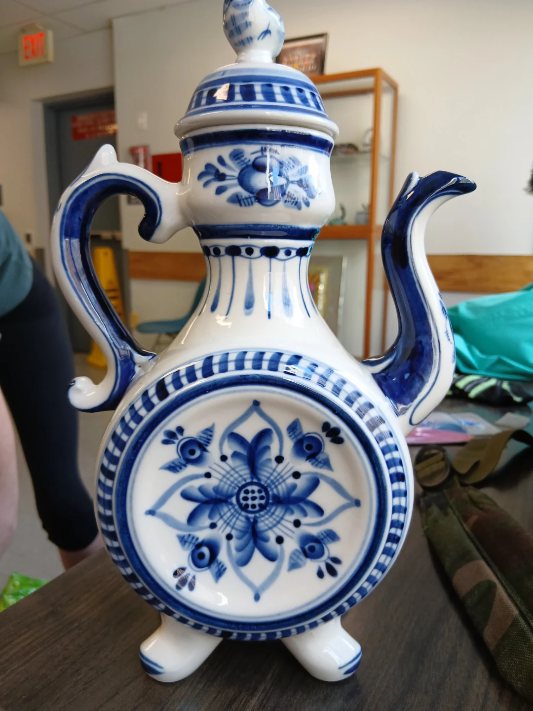 Gzhel Hand-Painted Ceramic Teapot