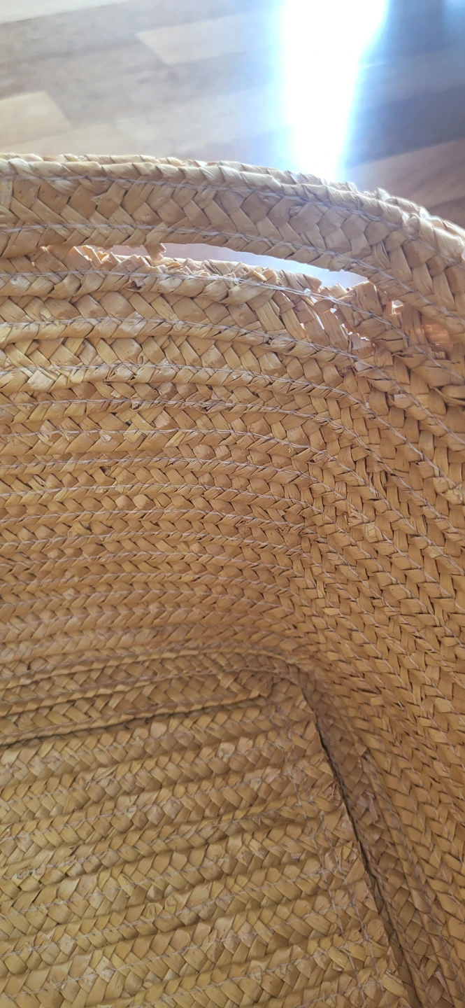 Woven Straw Basket with Leather Handles - photo 2