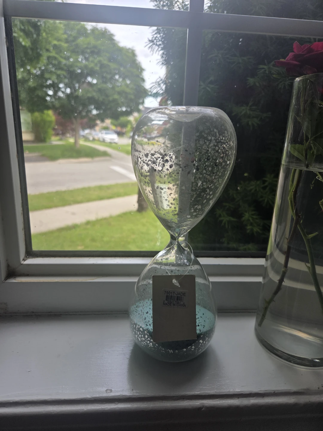 Glass Hourglass with Glitter - Jade ⚽