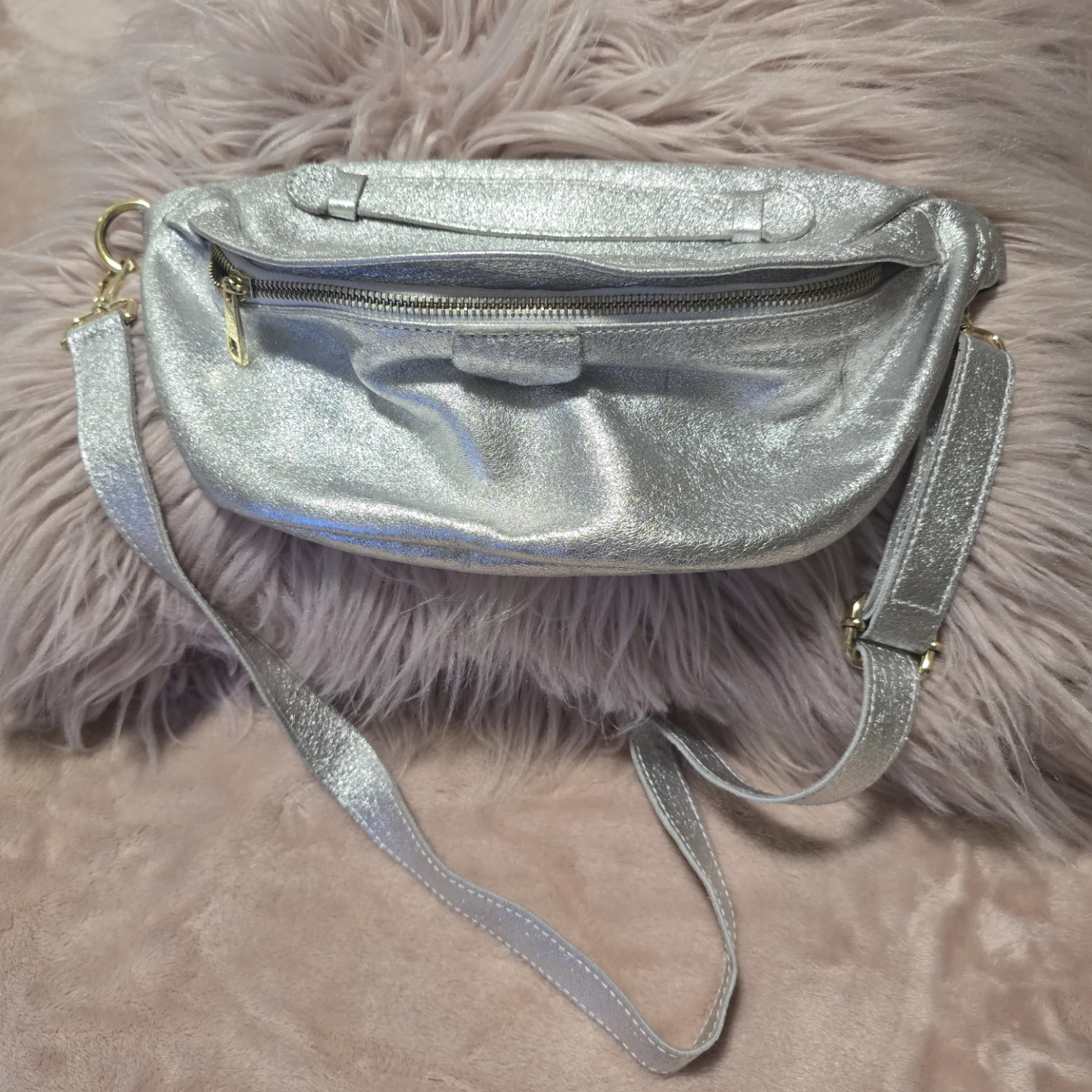 Silver Fanny Pack genuine leather - photo 5