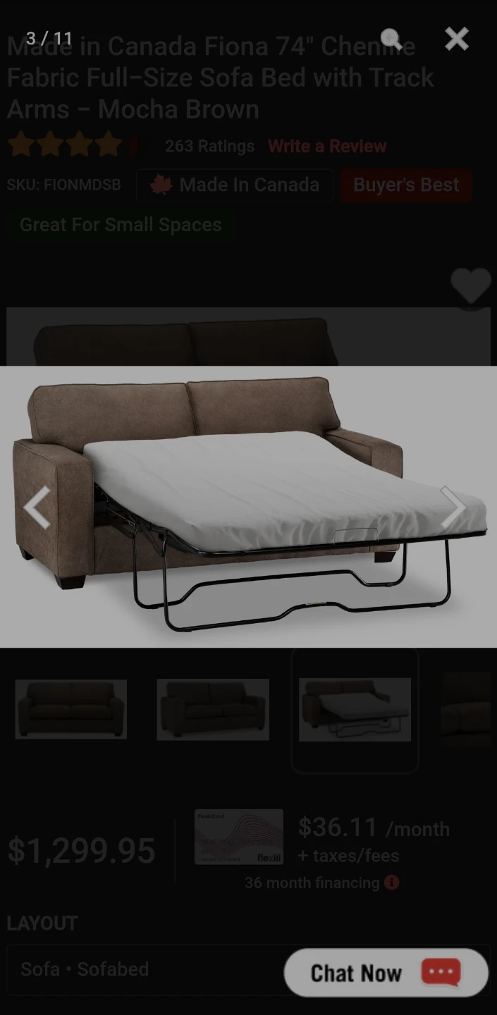 Fiona 74" Chenille Fabric Full-Size Sofa Bed - Moving sale - photo 5
