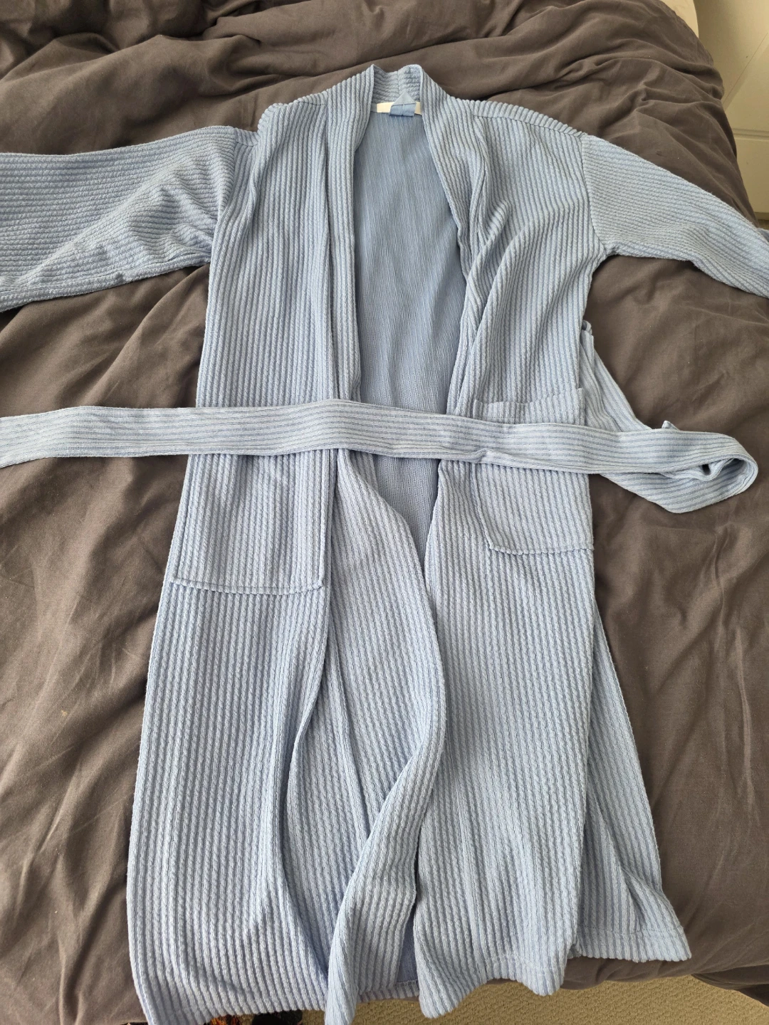 Light Blue Waffle Knit Robe - Like new