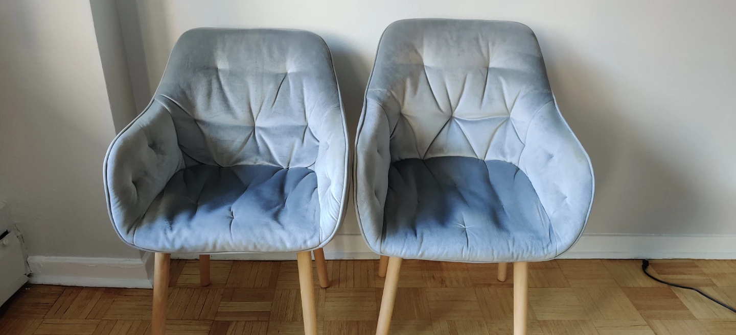 Set of 2 Grey Velvet Dining Chairs