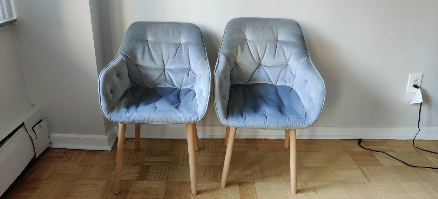 Set of 2 Grey Velvet Dining Chairs - photo 3