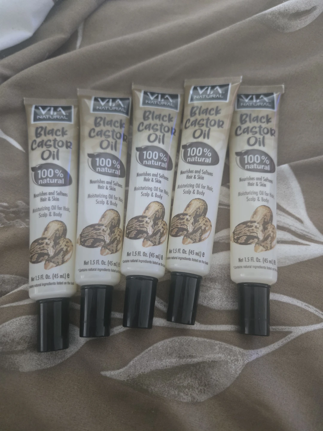 Via Natural Black Castor Oil (5 Tubes)