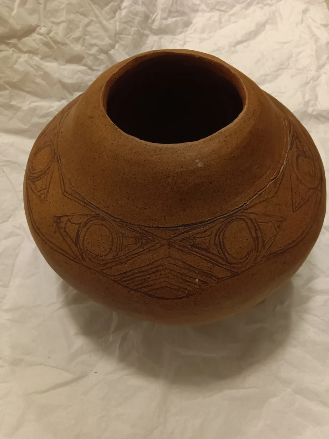 Terracotta Pot with Engraved Design