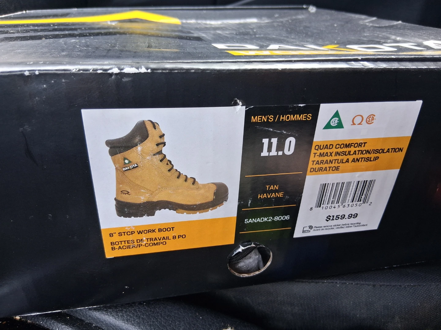 Dakota Men's 8" Tan Quad Comfort Work Boots Size 11 - photo 2