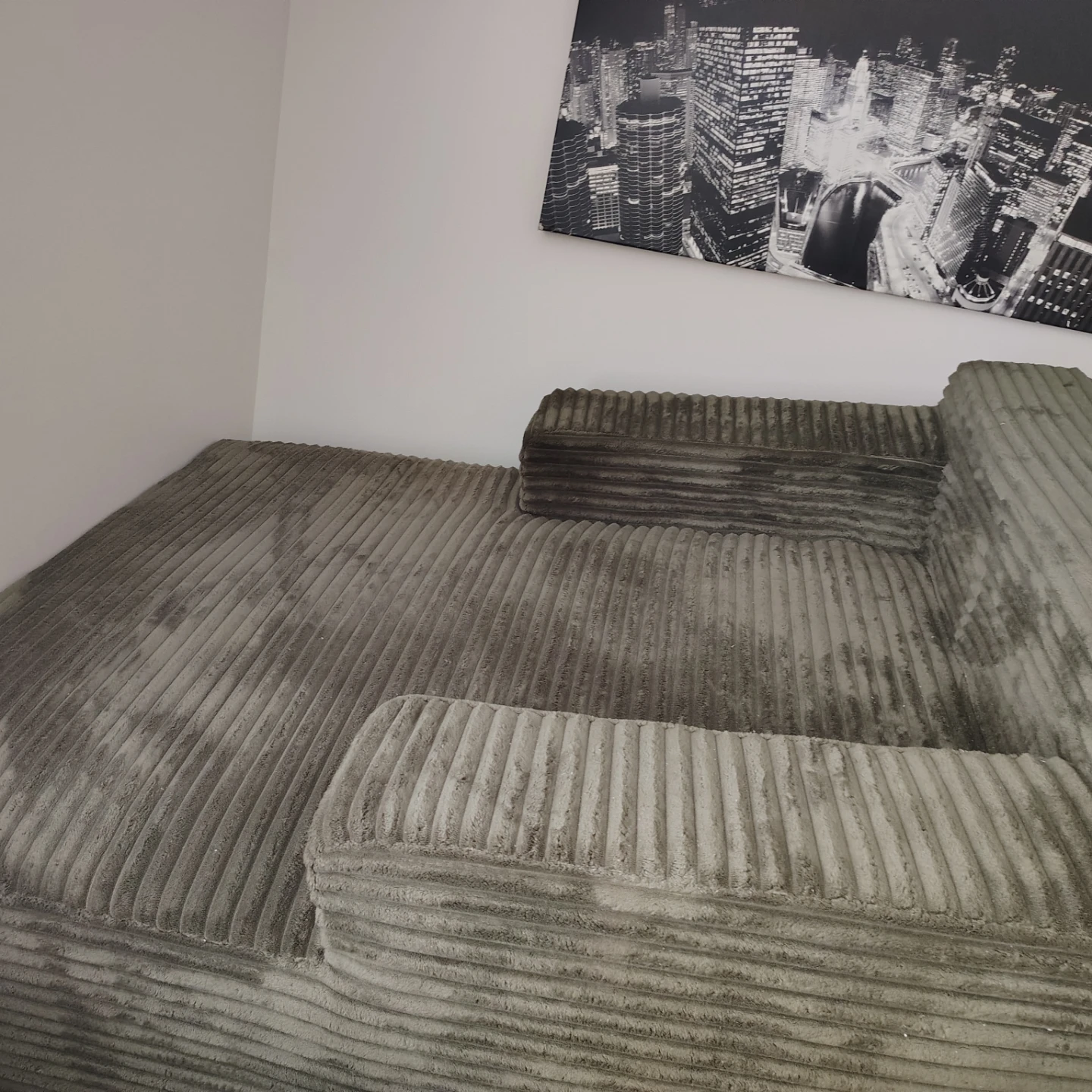 Grey Corduroy Floor Sofa - photo 2