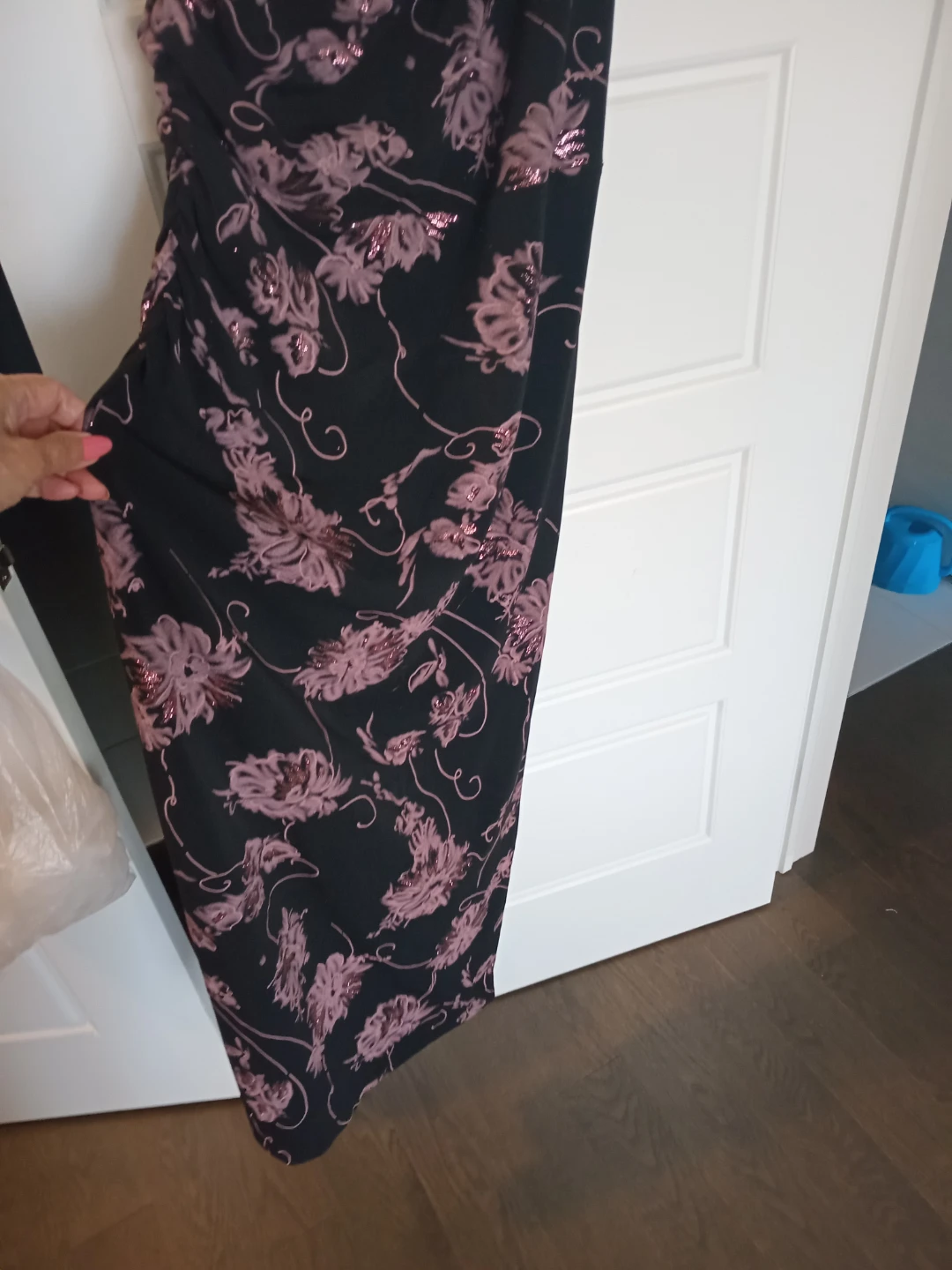 Black Floral One-Shoulder Dress