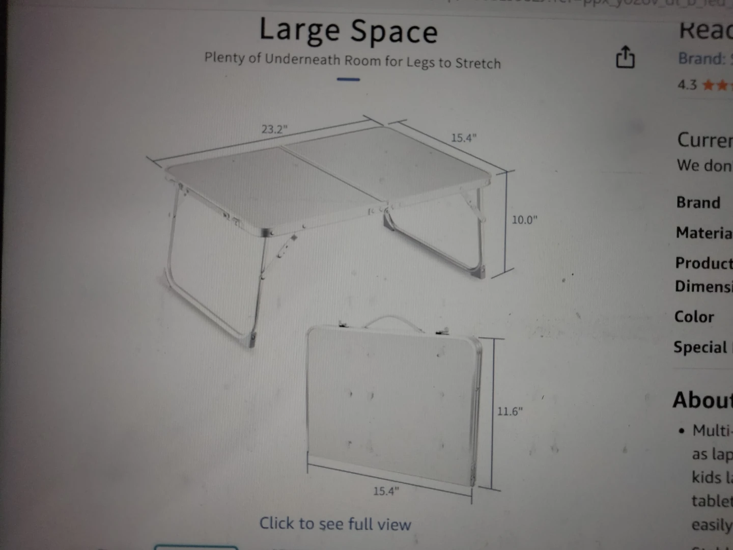 Foldable Laptop table for bed - photo 2