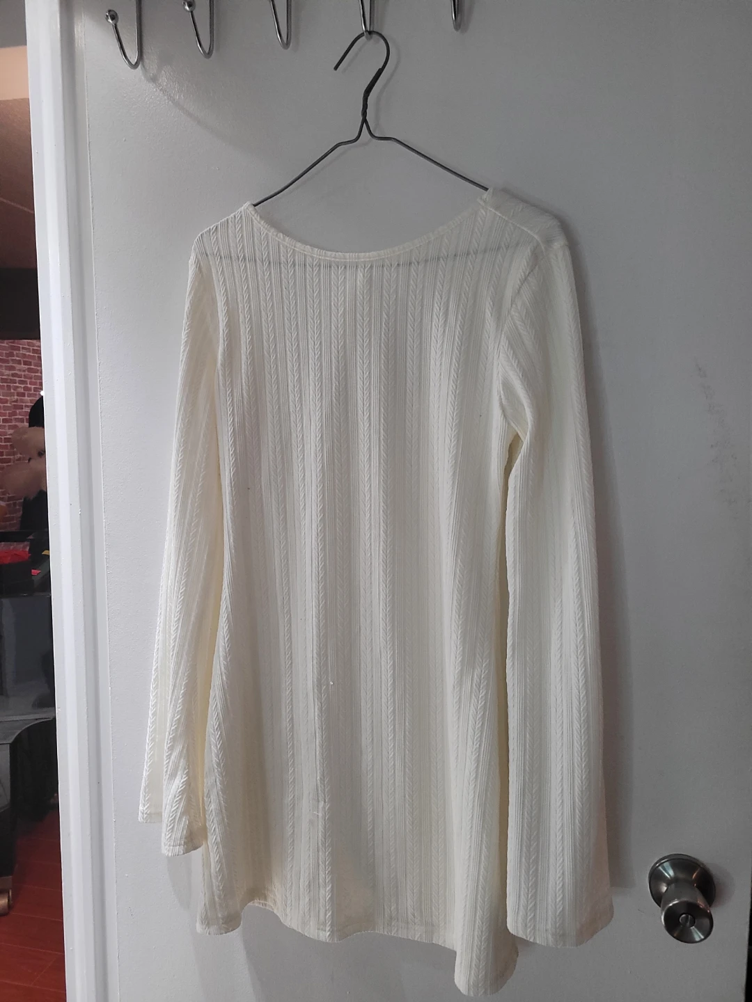 Cream Knit Bell Sleeve Top