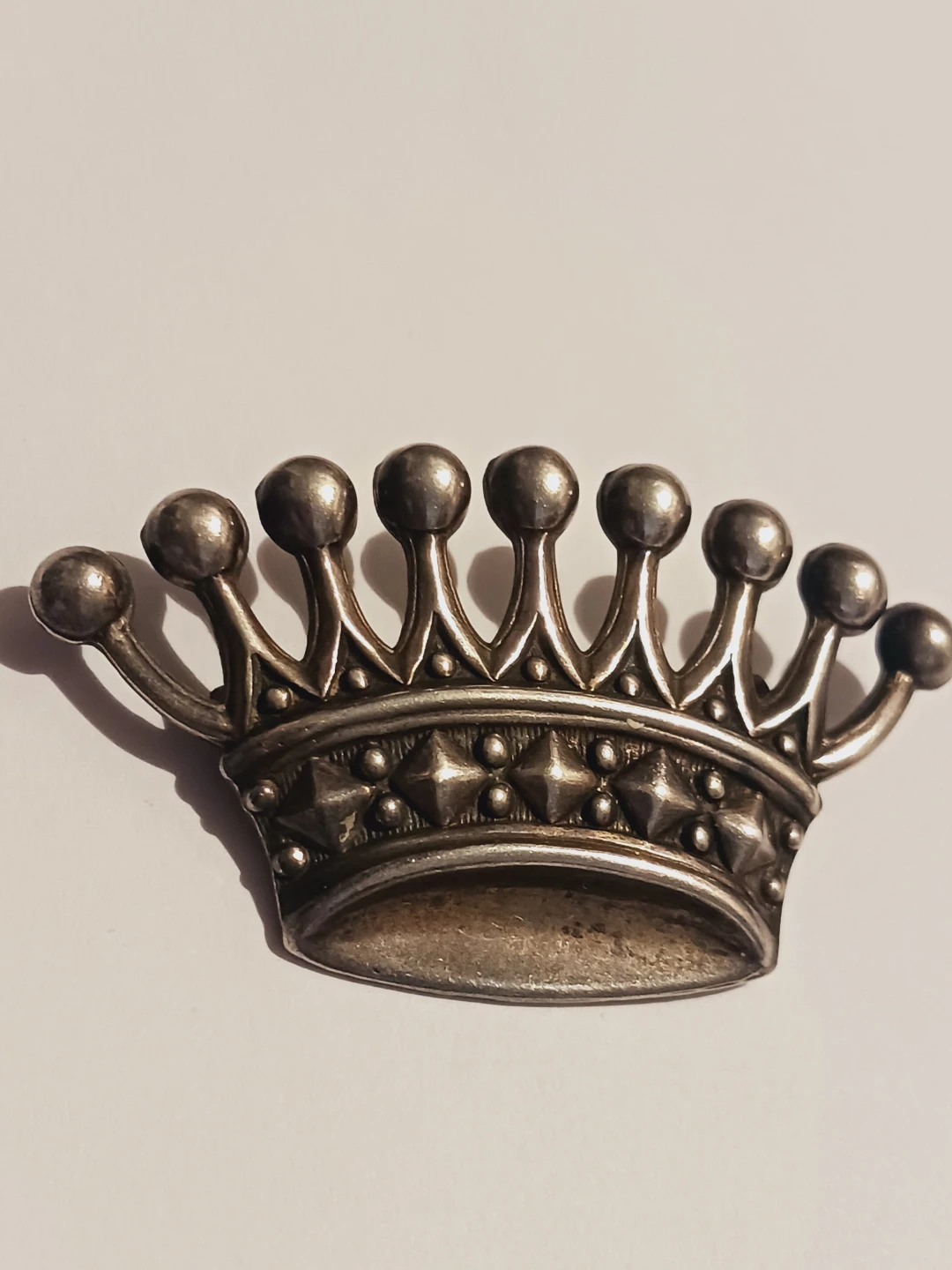 Antique Victorian Edwardian Sterling Silver 925 Crown Brooch - photo 3