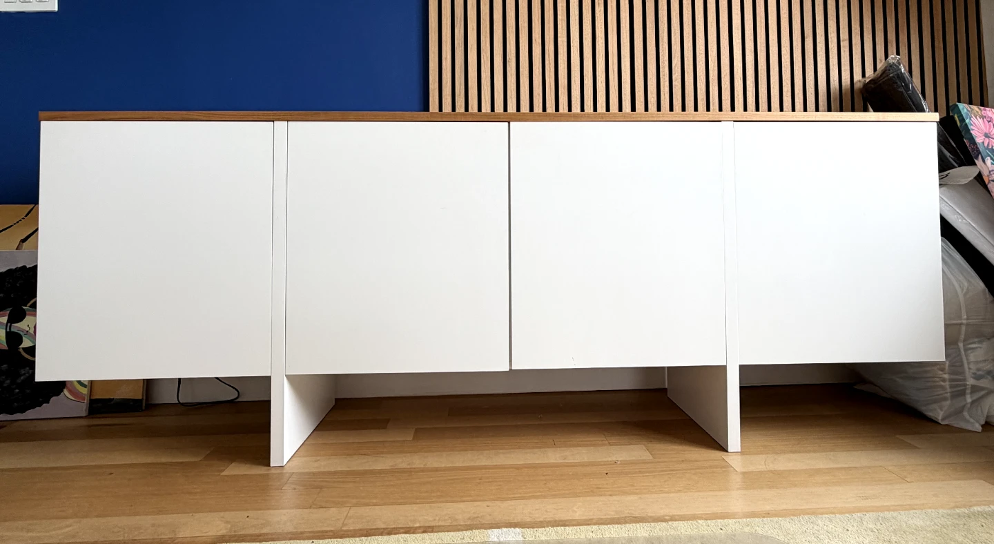 EUC White Sideboard with Wood Top