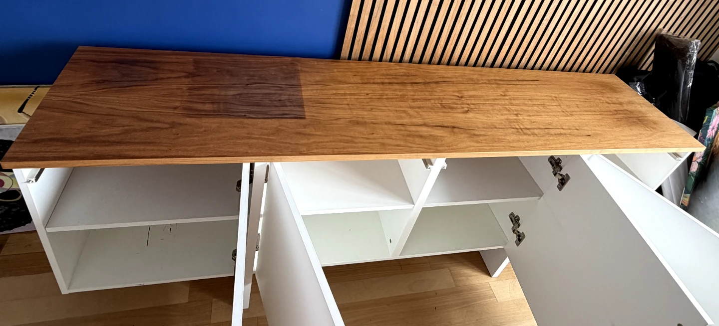 EUC White Sideboard with Wood Top - photo 2