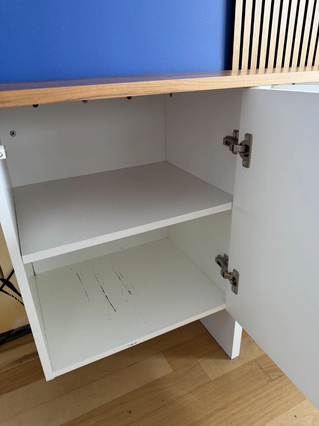 EUC White Sideboard with Wood Top - photo 3