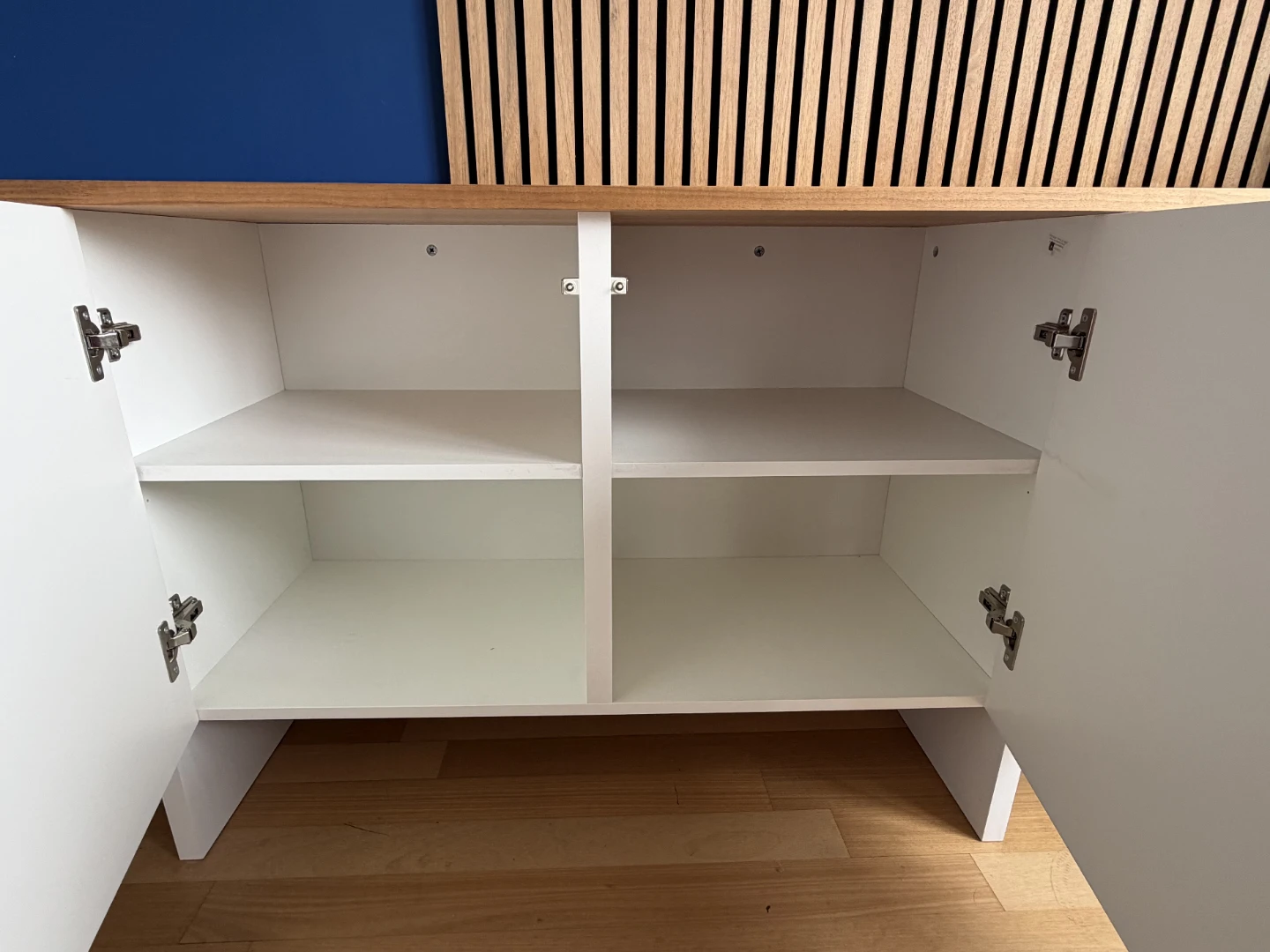 EUC White Sideboard with Wood Top - photo 4