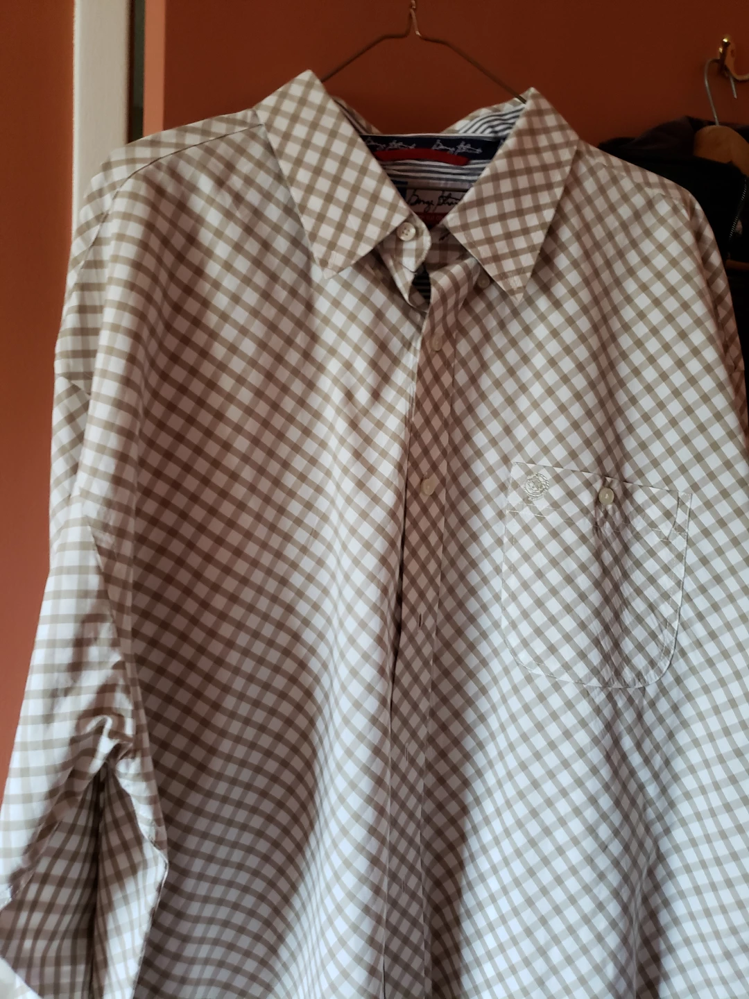NEW George Straight Button Up Shirt - Tan & White Gingham