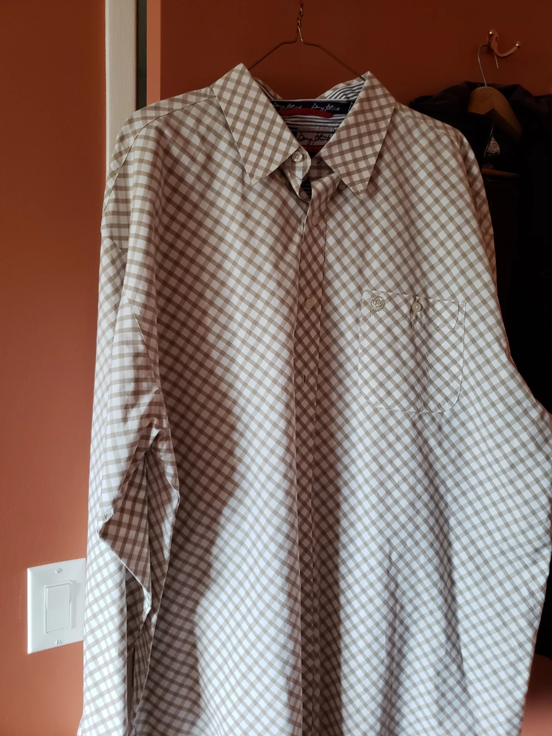 NEW George Straight Button Up Shirt - Tan & White Gingham - photo 2