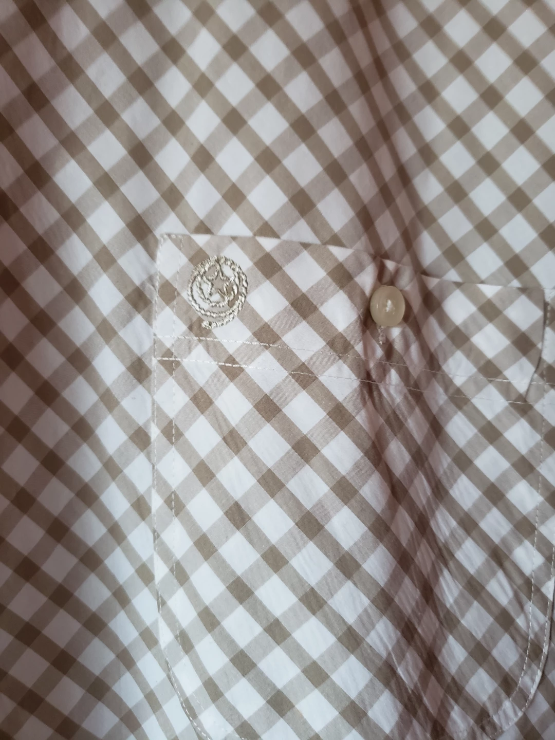 NEW George Straight Button Up Shirt - Tan & White Gingham - photo 3