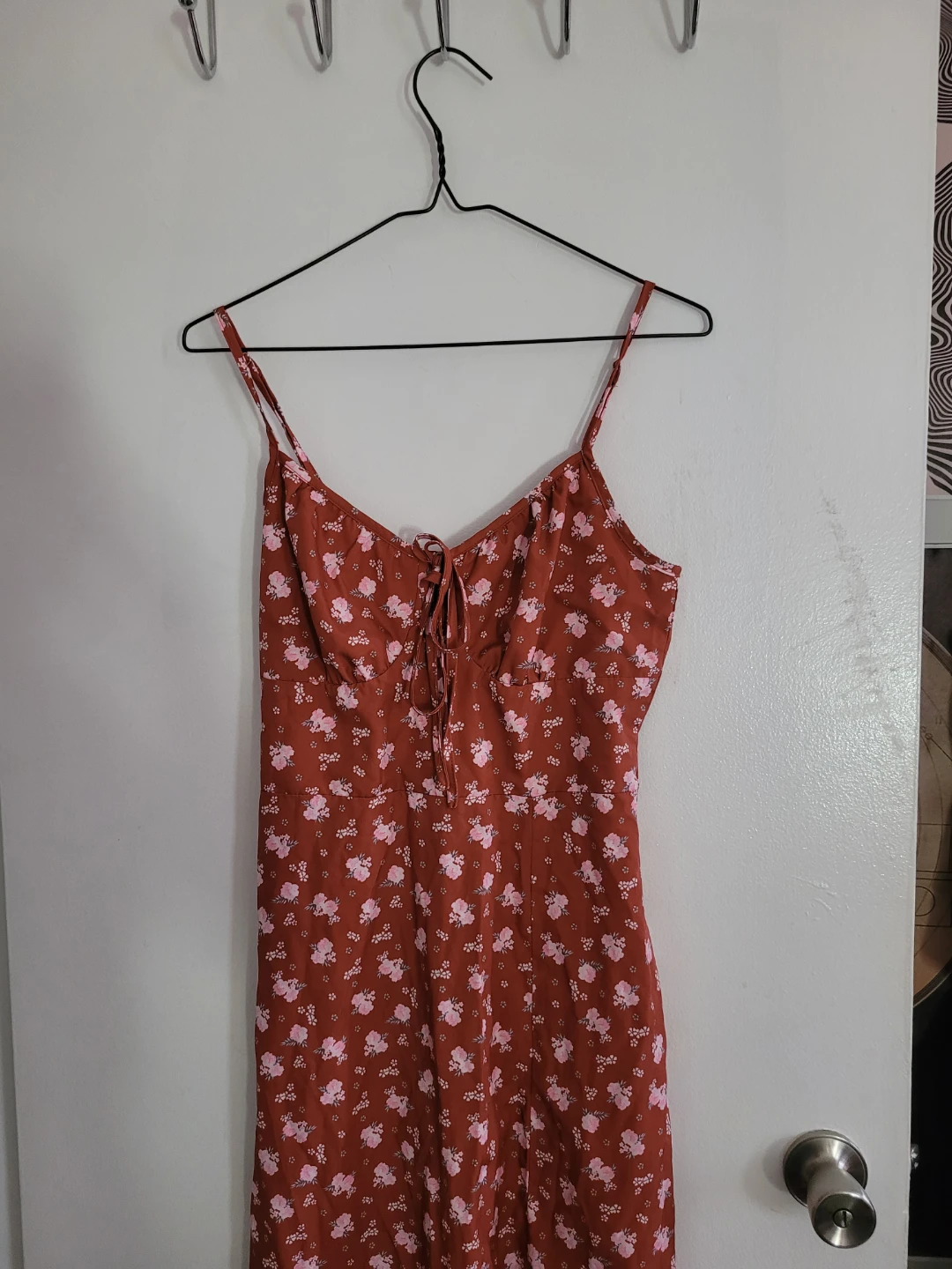 Rust Floral Print Midi Dress - photo 3