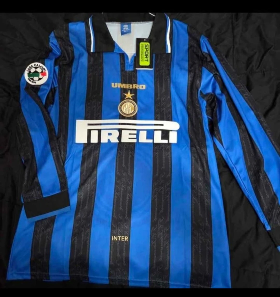 ⚽️ 1996-97 Inter Milan #10 Ronaldo Long sleeveLarge - photo 2