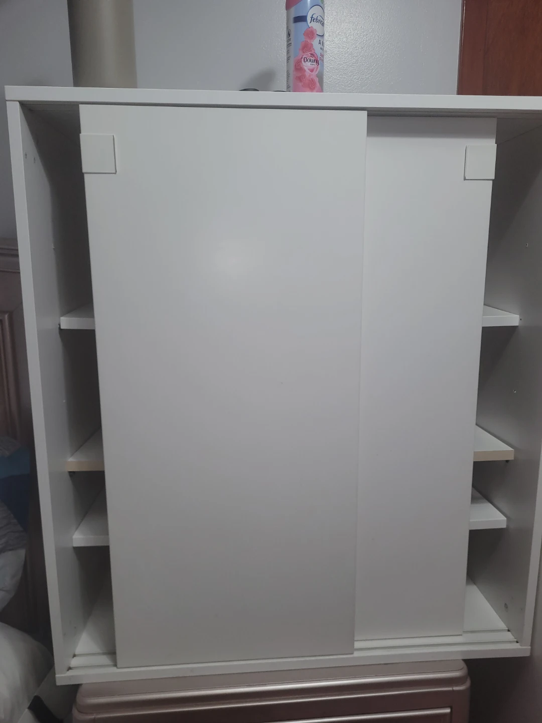 White Storage Cabinet with Sliding Doors