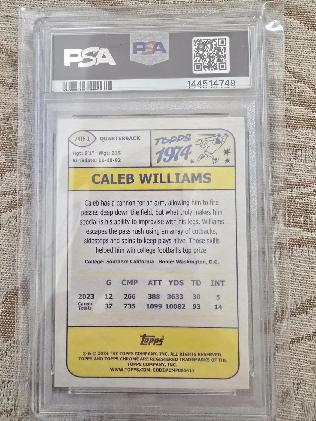 2024 Topps Chrome Caleb Williams Pink Refractor RC - photo 2
