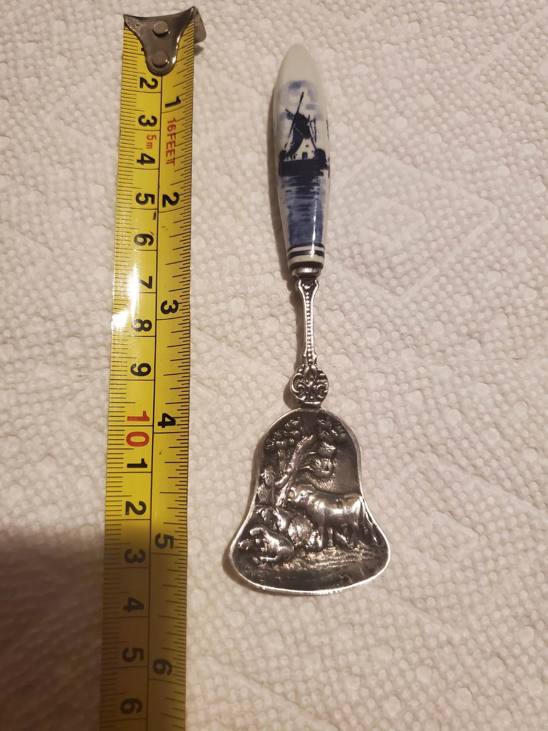 Vintage Bell-Shaped Spoon with Delft Blue Handle