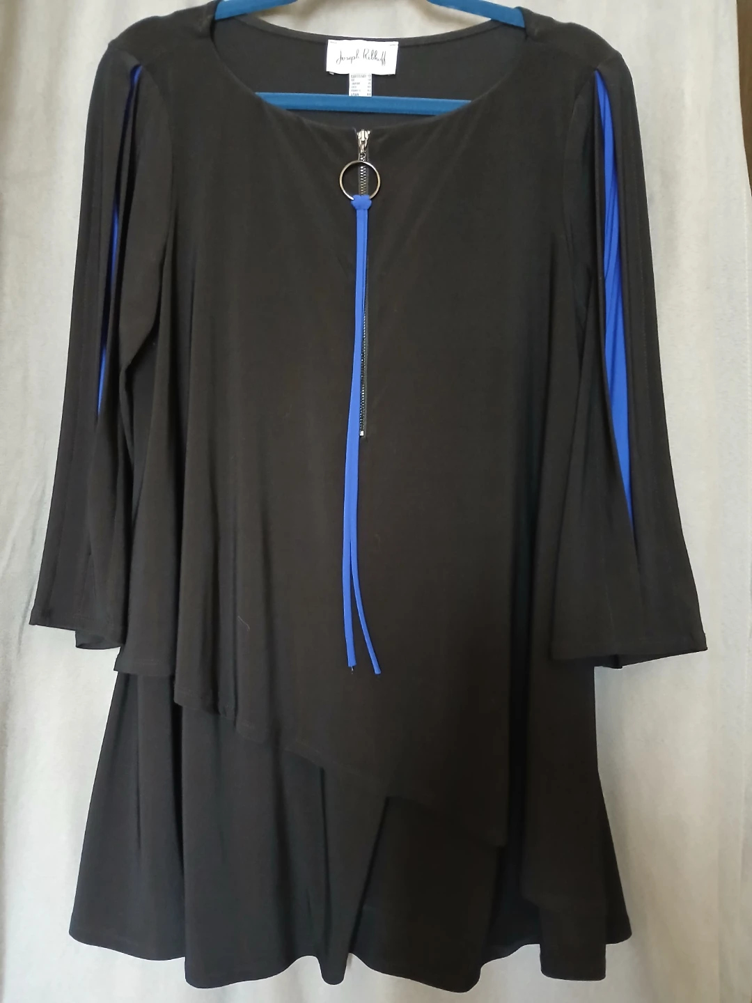 Joseph Ribkoff Black Asymmetric Tunic Top