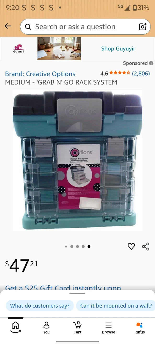 Creative Options Medium Grab N' Go Rack System Storage Case - photo 3