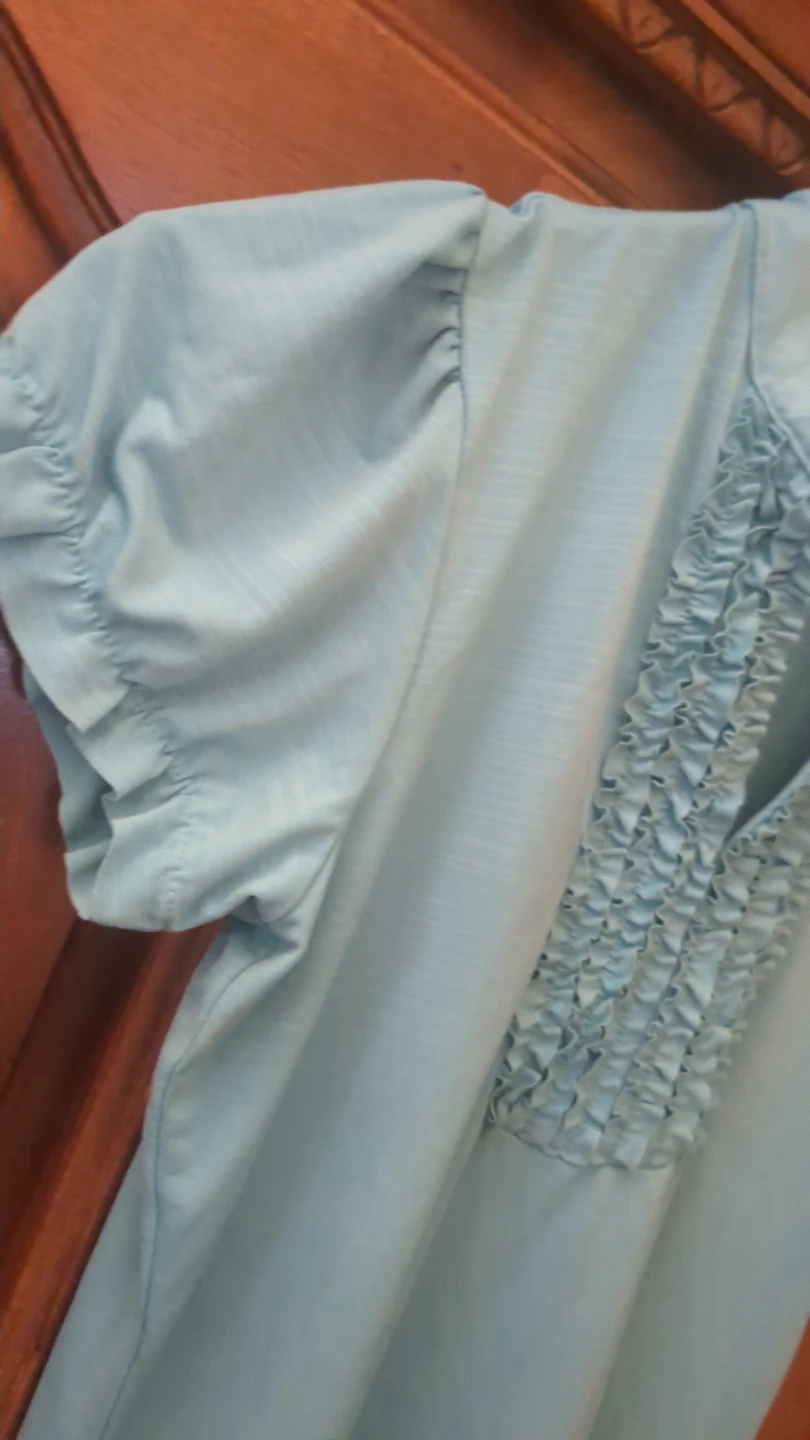 BCX Blue Ruffled V-Neck Top - photo 3
