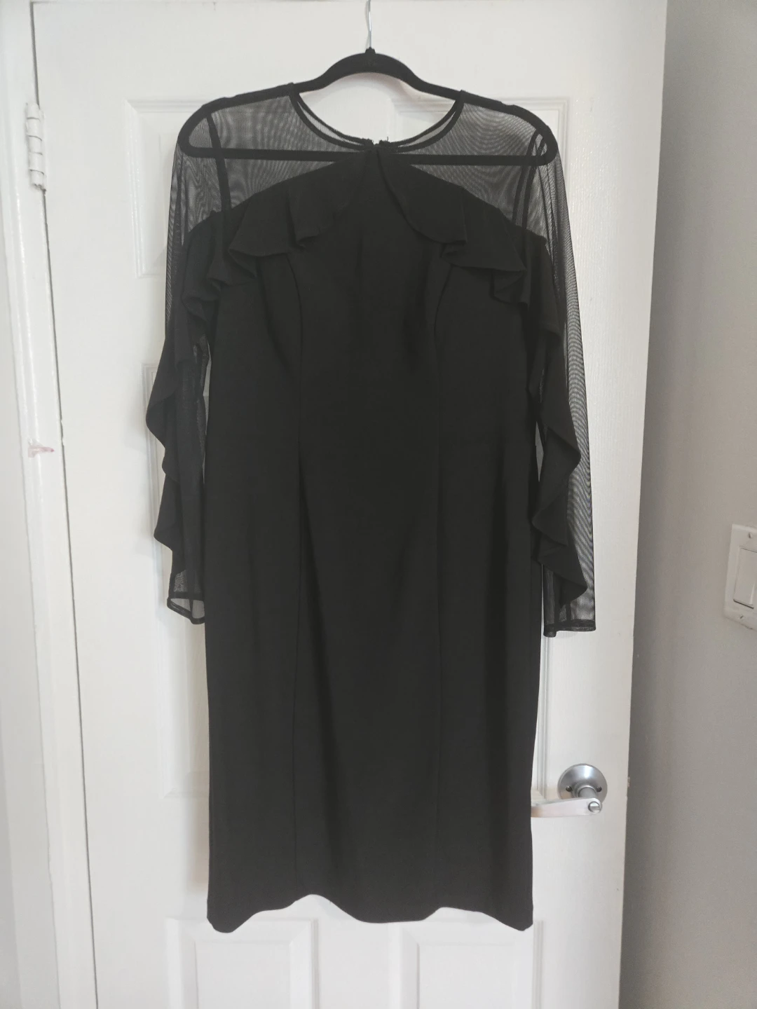 R&M Richards Black Mesh Sleeve Dress - Size 12