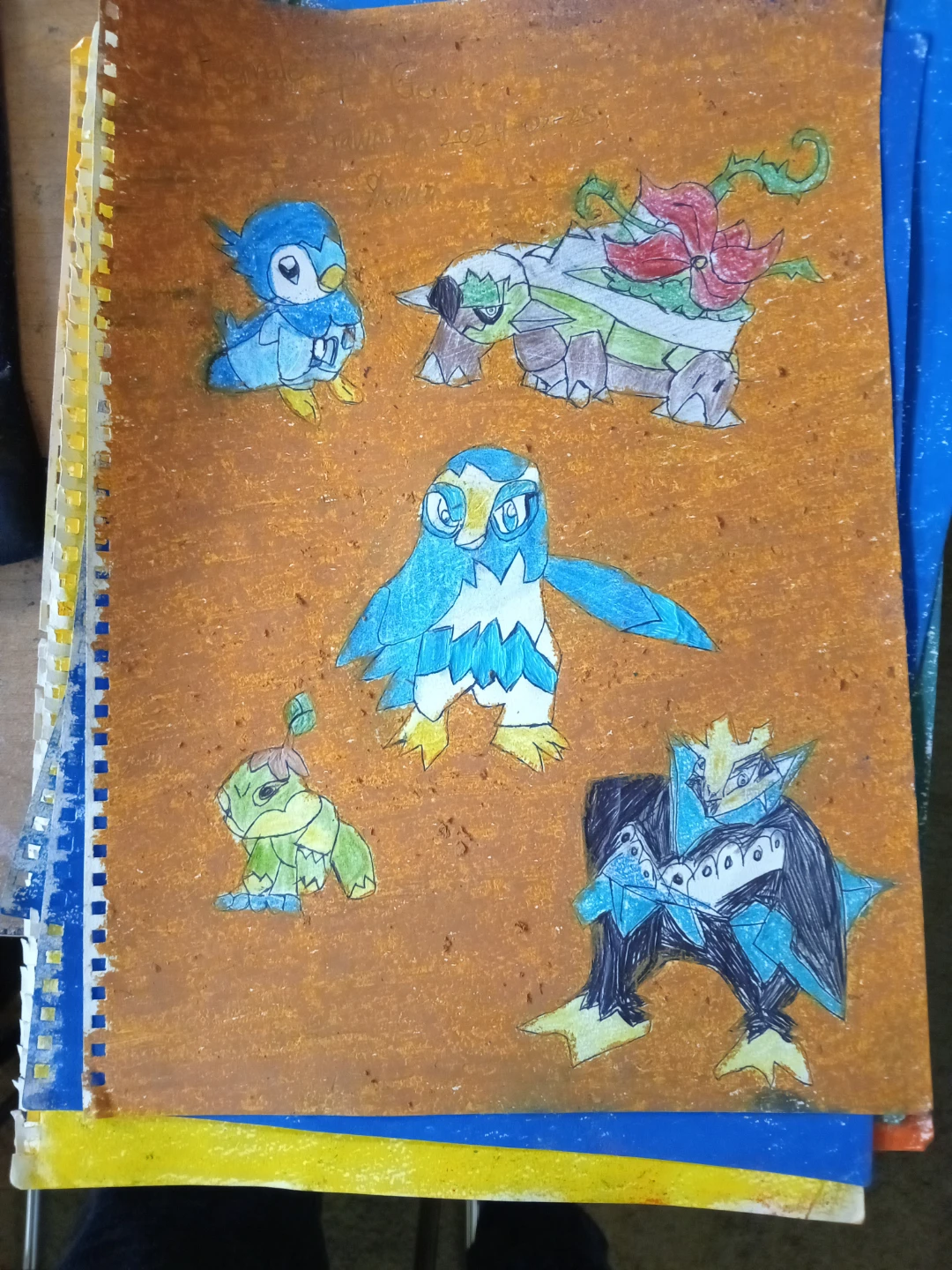 ORANGE, Tan, Brown Background with Pokémon Drawing - photo 2