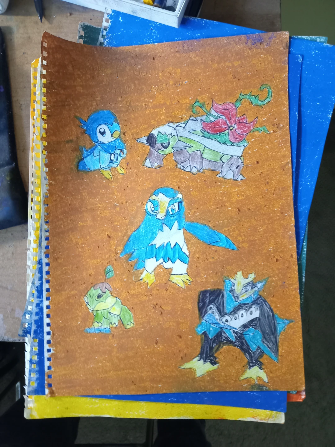 ORANGE, Tan, Brown Background with Pokémon Drawing - photo 3