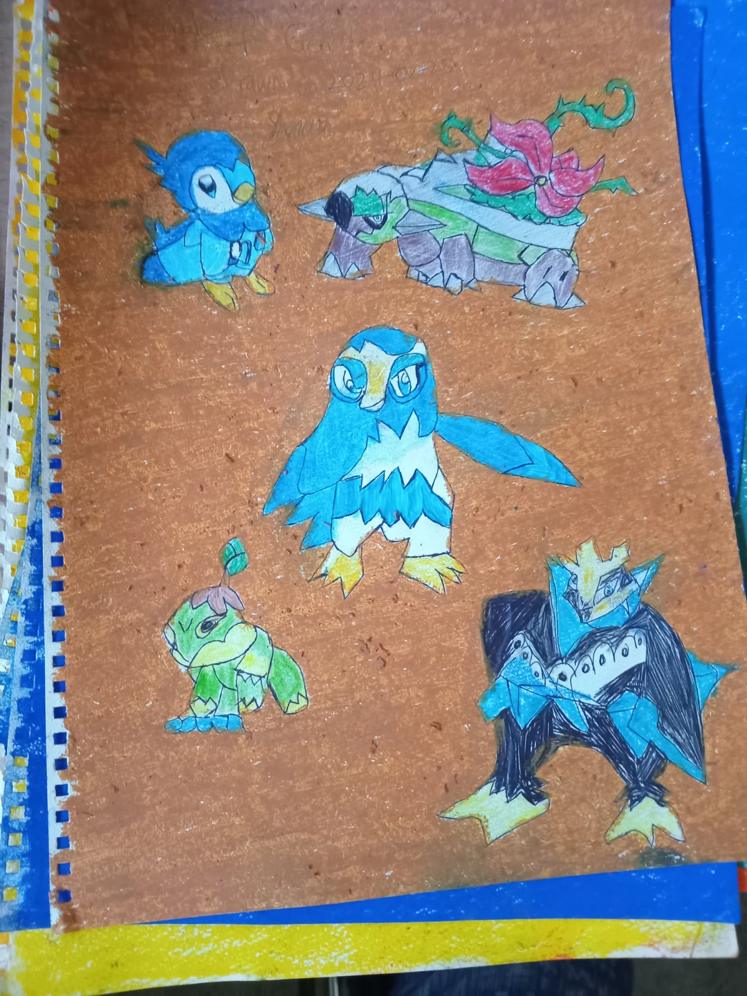 ORANGE, Tan, Brown Background with Pokémon Drawing - photo 4