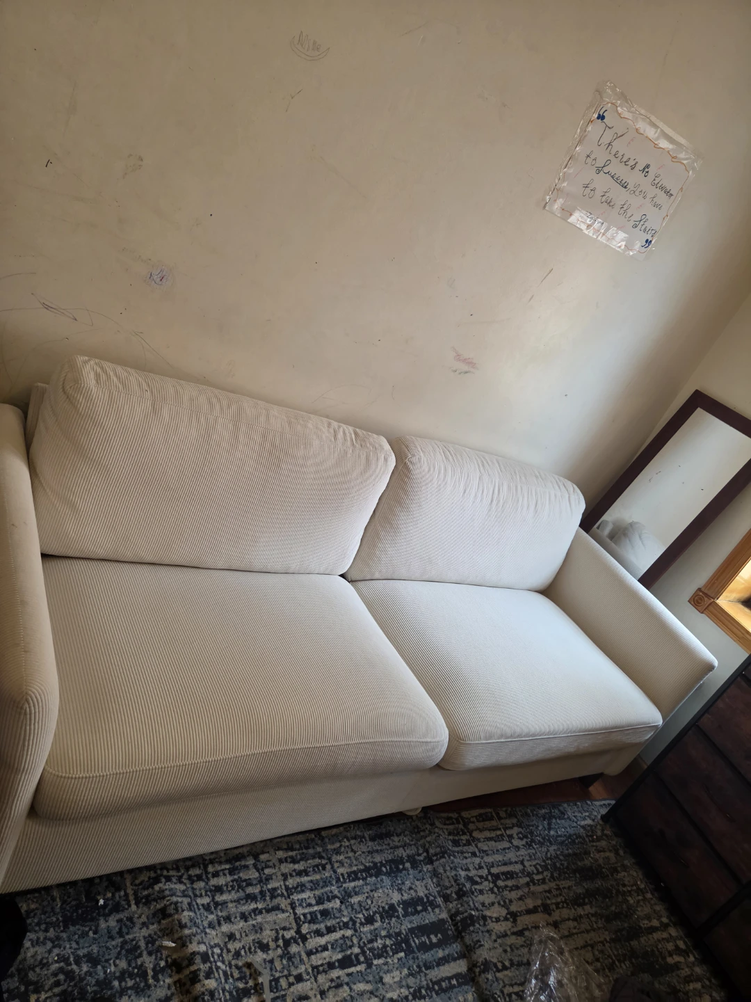 Cream Corduroy Sofa - photo 2