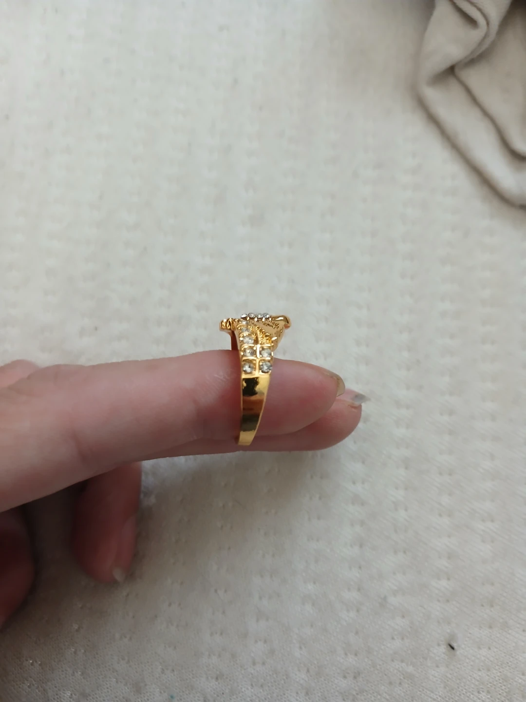 14K Gold Plated Copper Cubic Zirconia 2 Carat Total Eagle Ring - photo 4