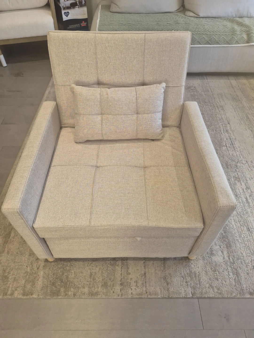 Convertible Armchair Bed with Storage Ottoman