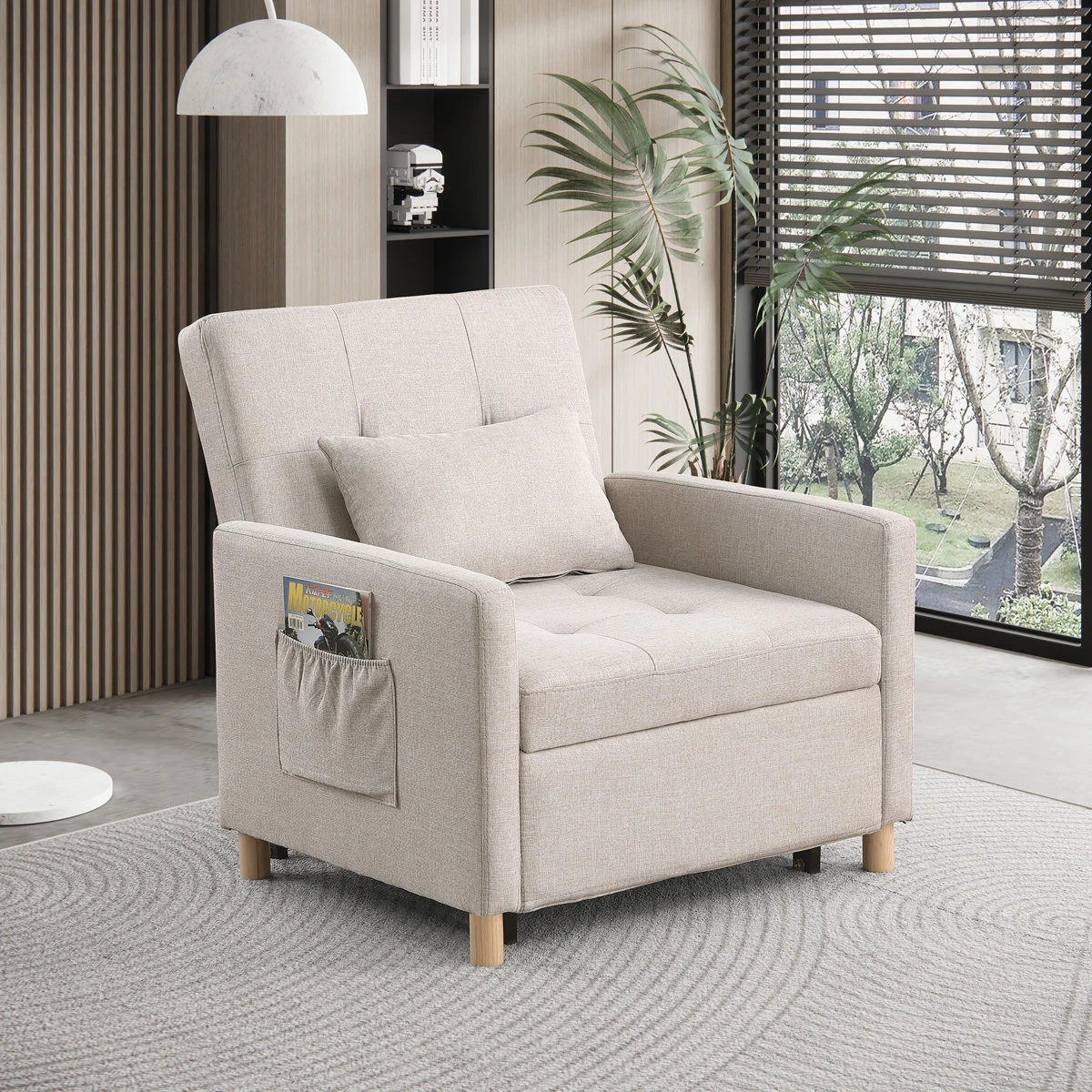 Convertible Armchair Bed with Storage Ottoman - photo 2