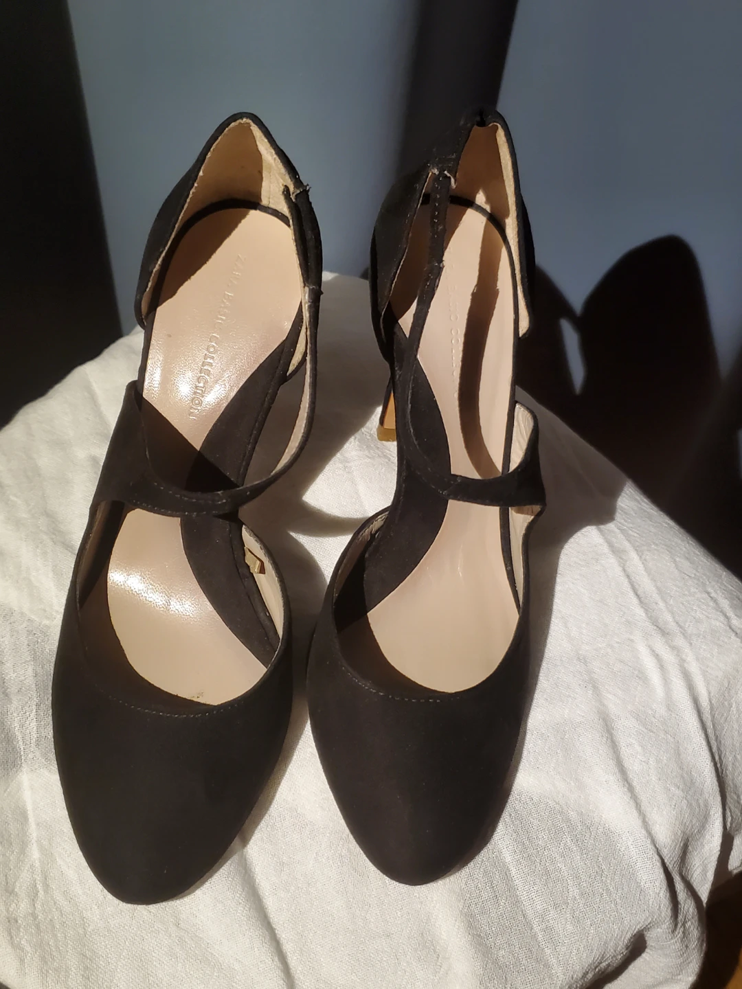 Zara Black Faux Suede Heels