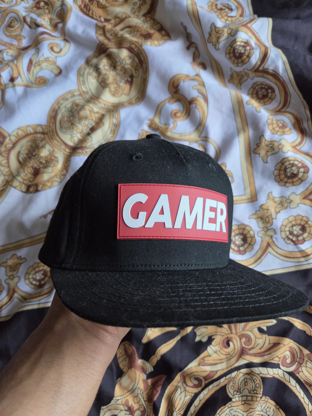Black Baseball Cap with "Gamer" Patch