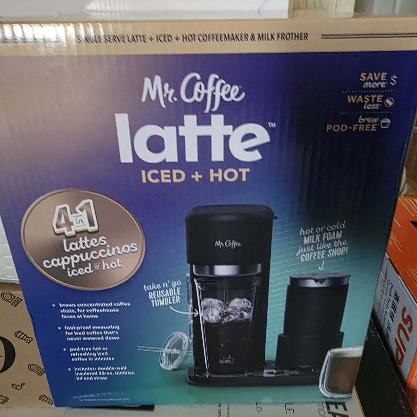 New Mr. Coffee Latte Iced + Hot Coffee Maker with Milk Frother