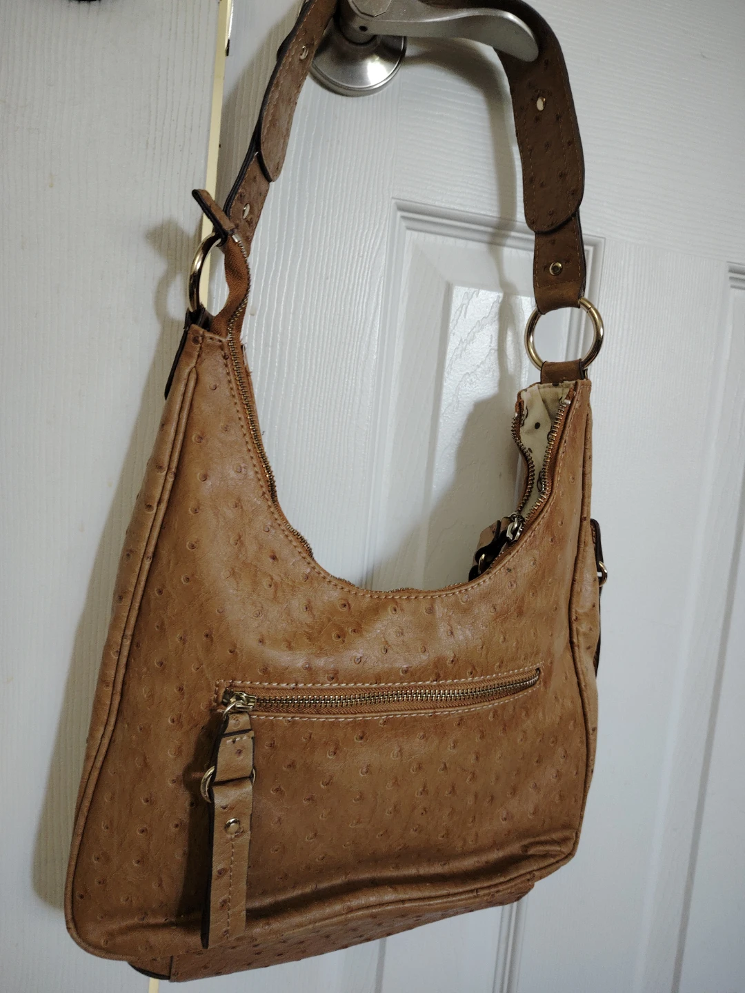 GUESS Brown Ostrich Embossed Hobo Bag - photo 5