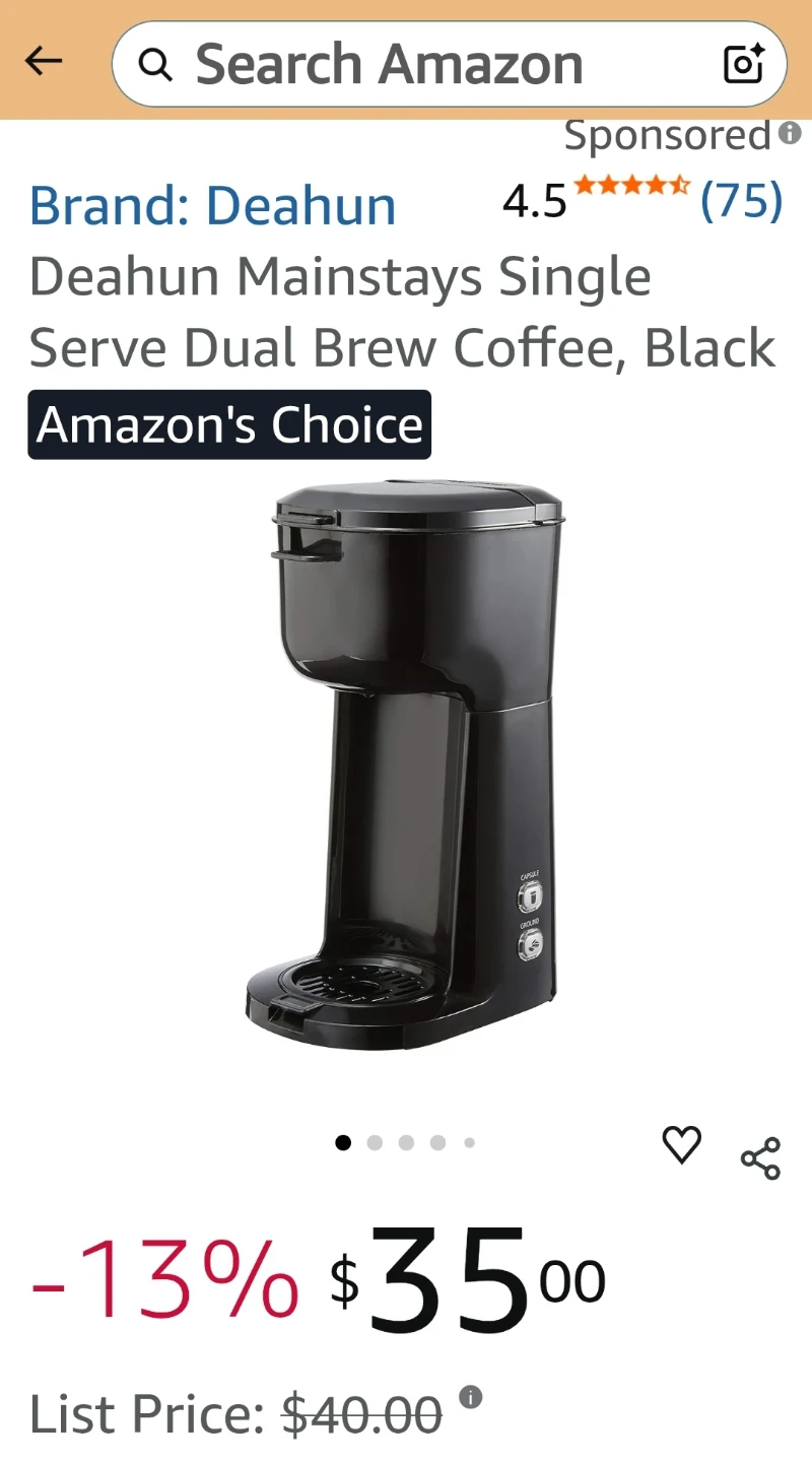 Mainstays Single Serve 14 Oz  Dual Brew Coffee Maker, Black - photo 5