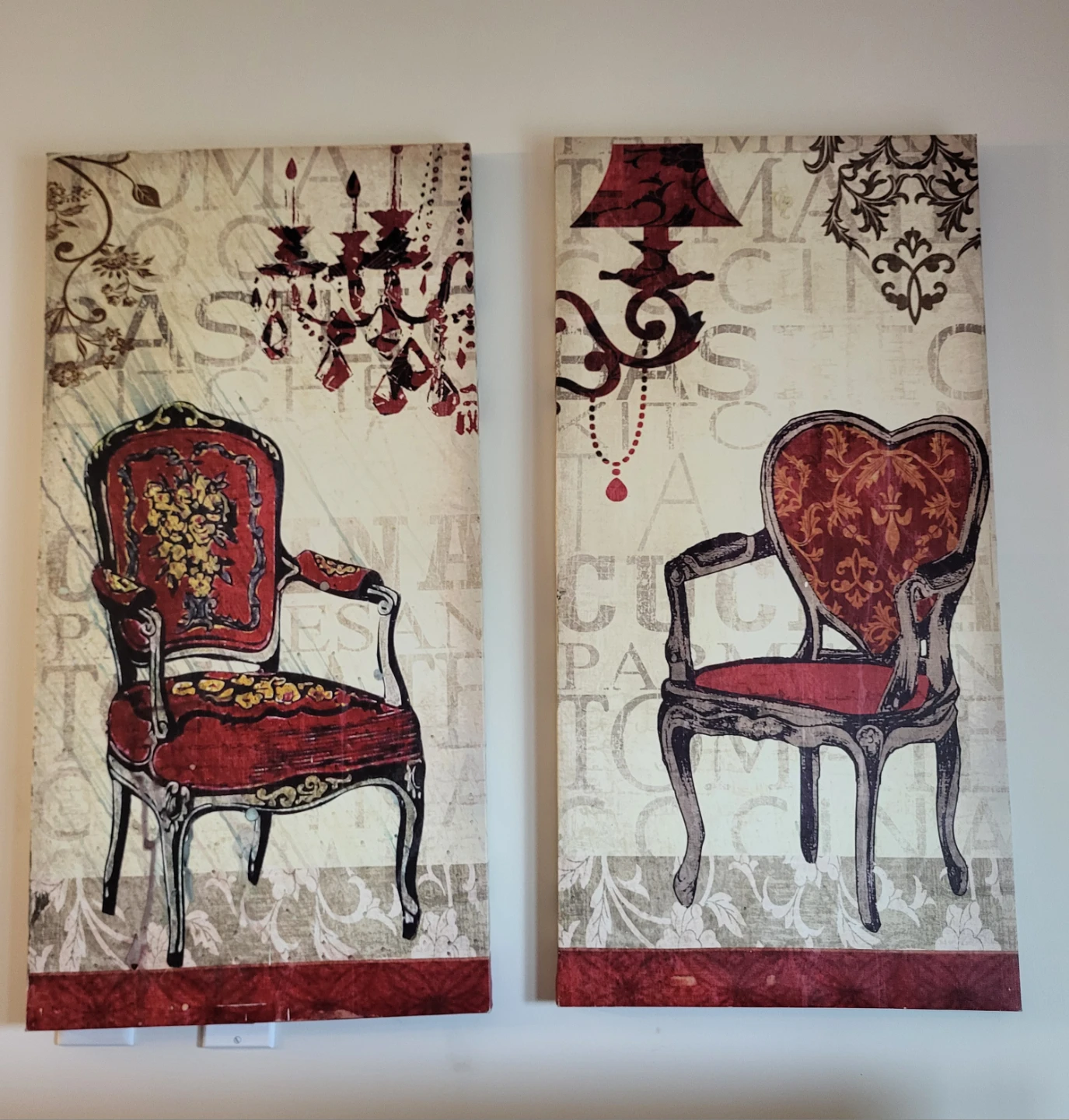 Set of 2 Parisian Style Armchair Wall Art Prints